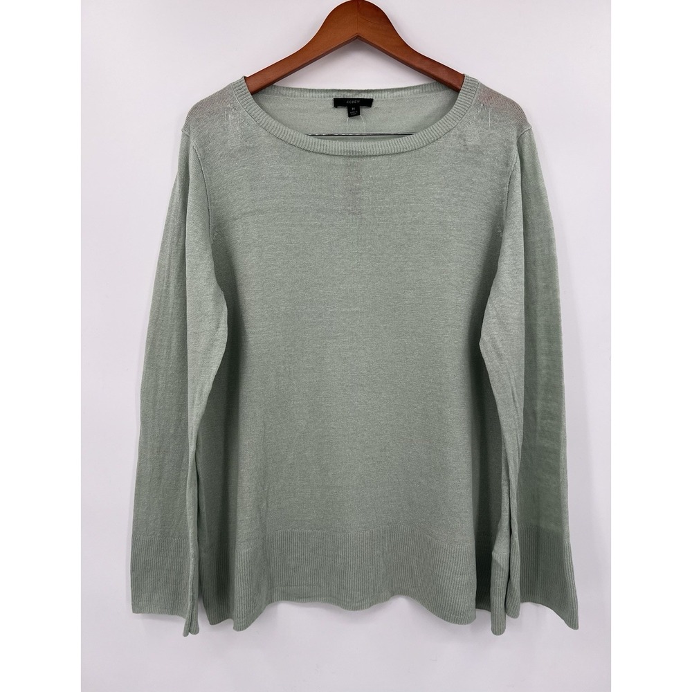 J Crew Women's Relaxed-fit linen crewneck sweater Size M